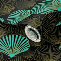 One in a Million  teal Sea Shells on black by Salzanos