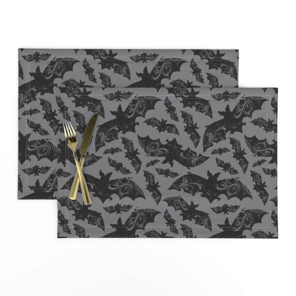 Night Flight - Gothic Halloween Bats Grey