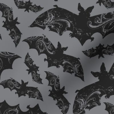 Night Flight - Gothic Halloween Bats Grey