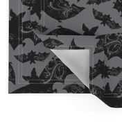 Night Flight - Gothic Halloween Bats Grey