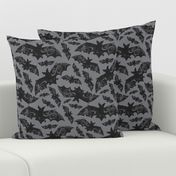 Night Flight - Gothic Halloween Bats Grey