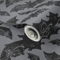 Night Flight - Gothic Halloween Bats Grey