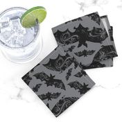 Night Flight - Gothic Halloween Bats Grey