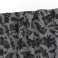 Night Flight - Gothic Halloween Bats Grey