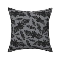 Night Flight - Gothic Halloween Bats Grey