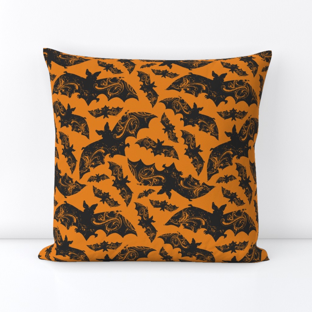 Night Flight - Gothic Halloween Bats Orange