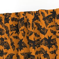 Night Flight - Gothic Halloween Bats Orange