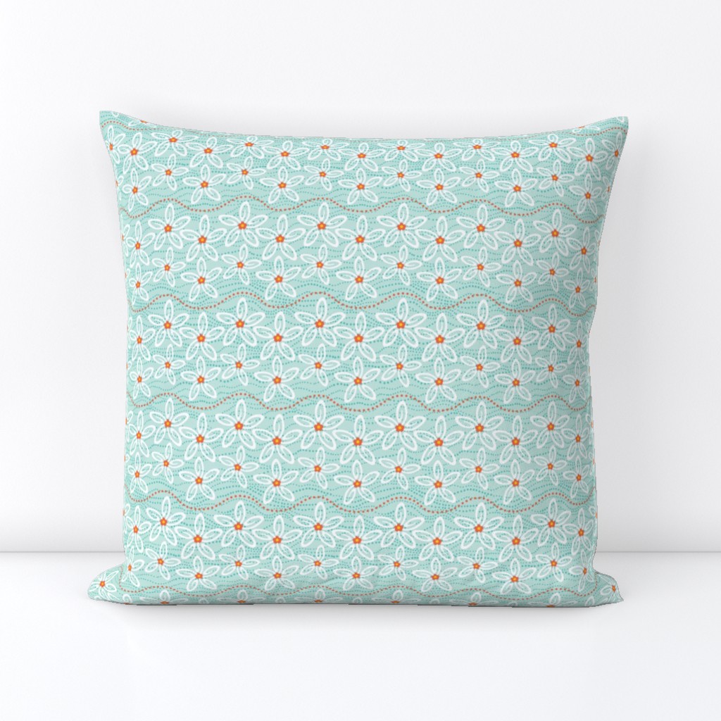 Swimming Stars - Starfish Floral Aqua