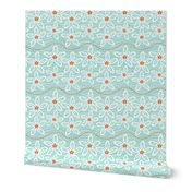 Swimming Stars - Starfish Floral Aqua