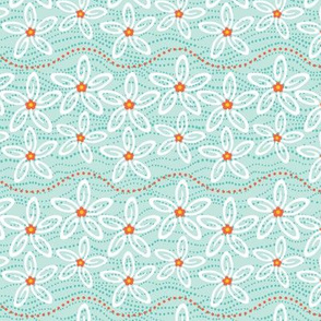 Swimming Stars - Starfish Floral Aqua