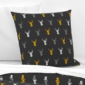 Deer- black, gold, grey, silver - buck head