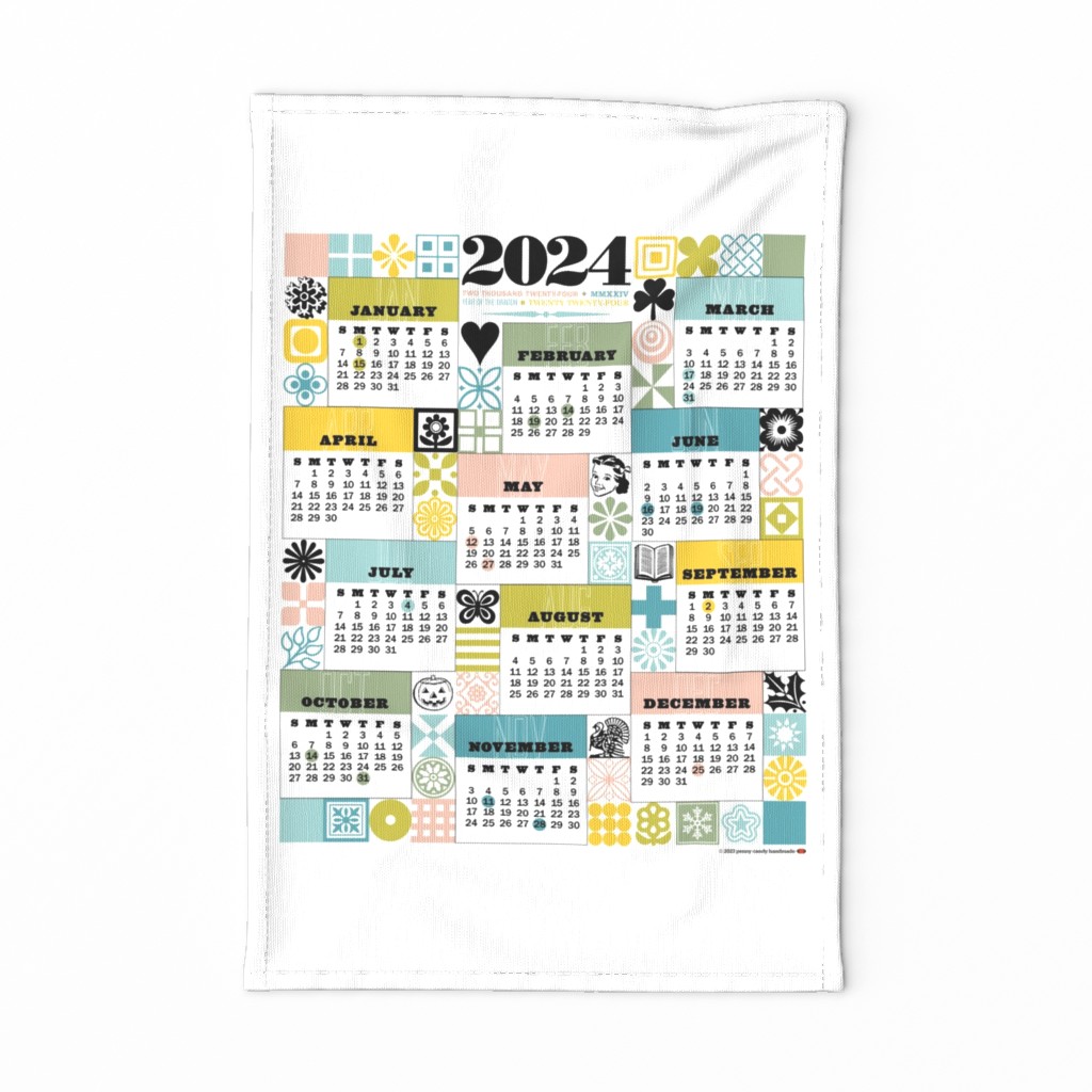 2024 MidMod Tea Towel Calendar & Wall Hanging