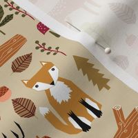 autumn fall woodland cute animals fox deer raccoon leaves logs