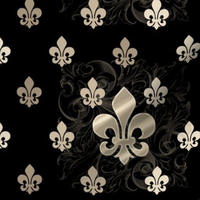 Fleur De Lys-Black & Gold