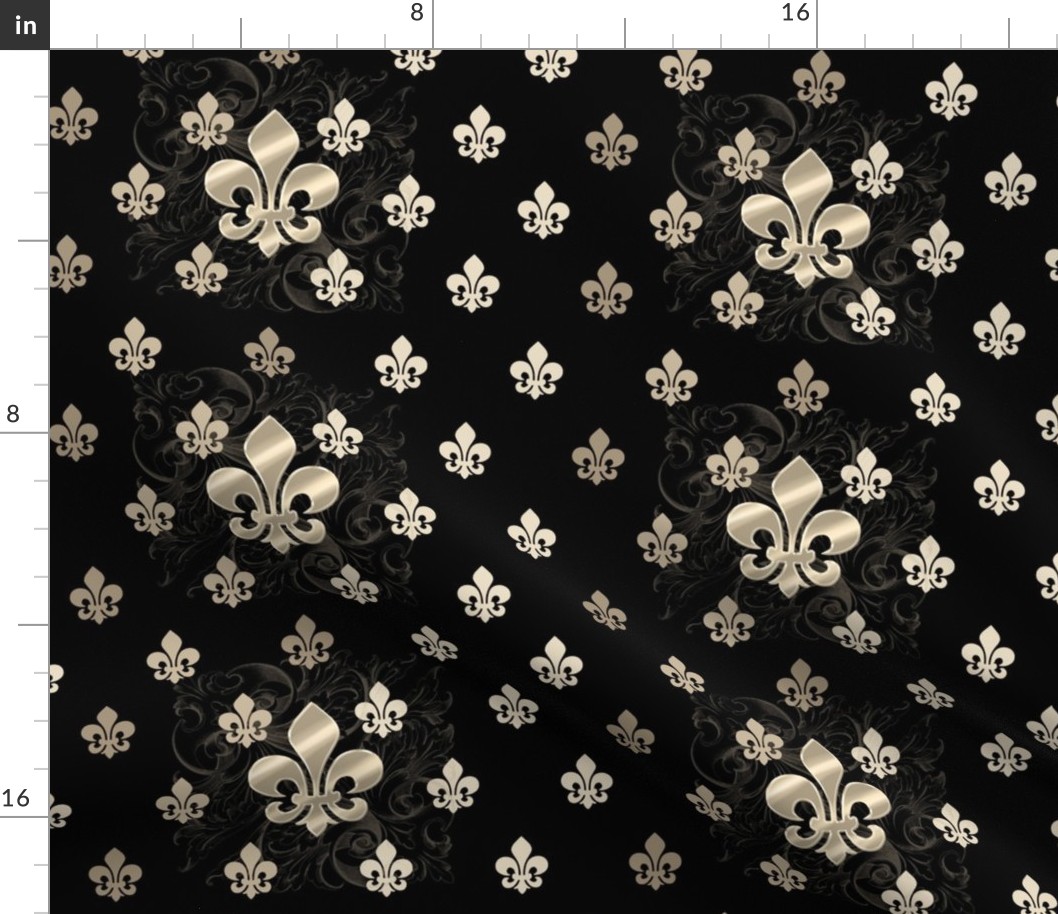 Fleur De Lys-Black & Gold