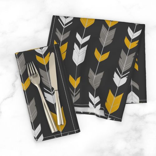 Arrow Feathers - Flint - charcoal, grey, gold, silver