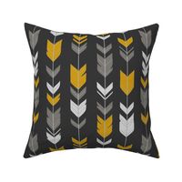 Arrow Feathers - Flint - charcoal, grey, gold, silver