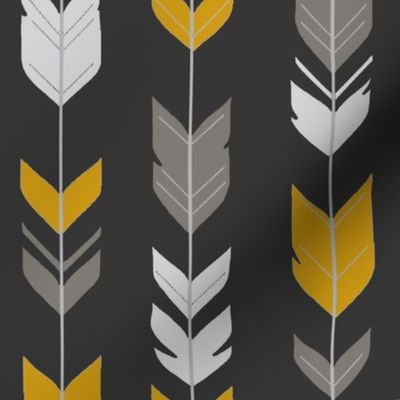 Arrow Feathers - Flint - charcoal, grey, gold, silver