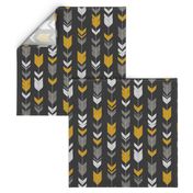 Arrow Feathers - Flint - charcoal, grey, gold, silver