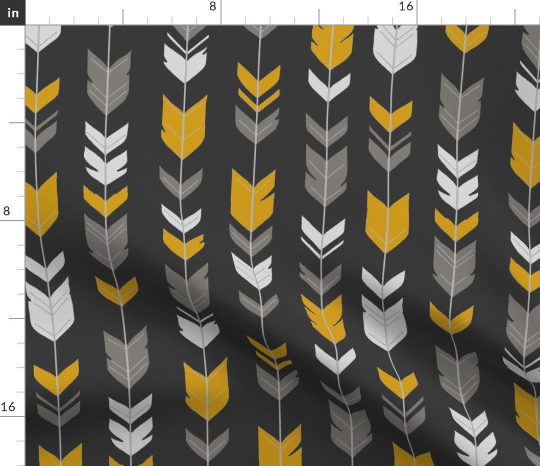 Arrow Feathers - Flint - charcoal, grey, gold, silver