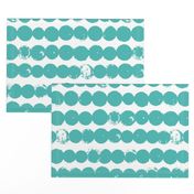 Circles and rows cool Scandinavian style dots brush strings soft water blue XL