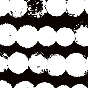 Circles and rows cool Scandinavian style dots brush strings gender neutral black and white XL