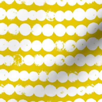 Circles and rows cool Scandinavian style dots brush strings gender neutral yellow M