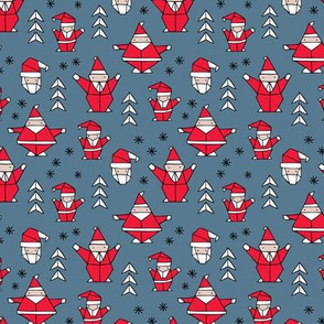 Origami decoration stars seasonal geometric december holiday and santa claus print design red blue SMALL