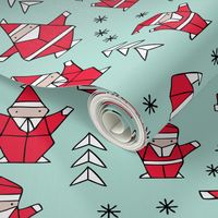 Origami decoration stars seasonal geometric december holiday and santa claus print design red mint SMALL