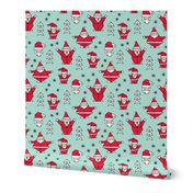 Origami decoration stars seasonal geometric december holiday and santa claus print design red mint SMALL