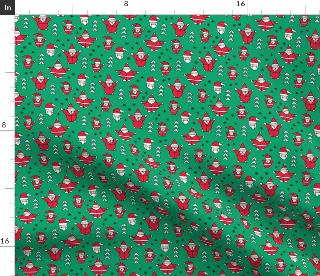 Origami decoration stars seasonal geometric december holiday and santa claus print design red green SMALL