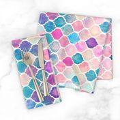 Rainbow Pastel Watercolor Moroccan Pattern horizontal format