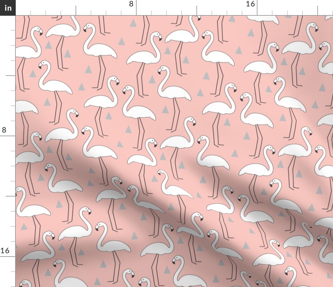 White Flamingos on Soft Pink