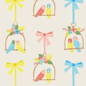 Lovebirds with Ribbons