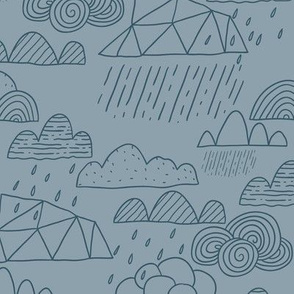 doodle and geometric rain clouds 