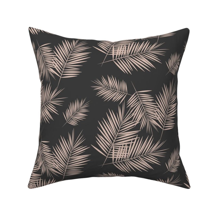 Palm leaves - Palm tree tropical fern leaves blush on graphite || by sunny afternoon