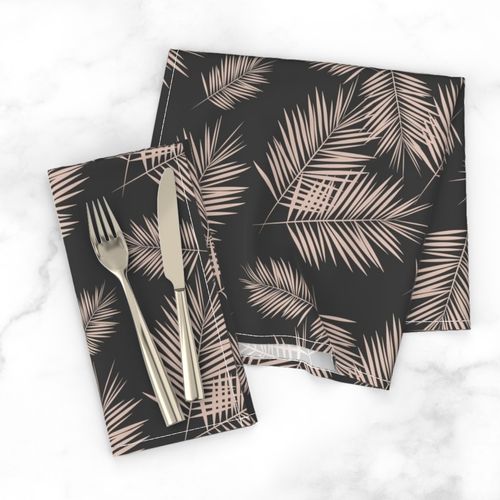 Palm leaves - Palm tree tropical fern leaves blush on graphite || by sunny afternoon