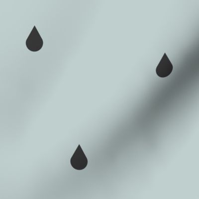 Raindrops - graphite on seafoam pale blue 