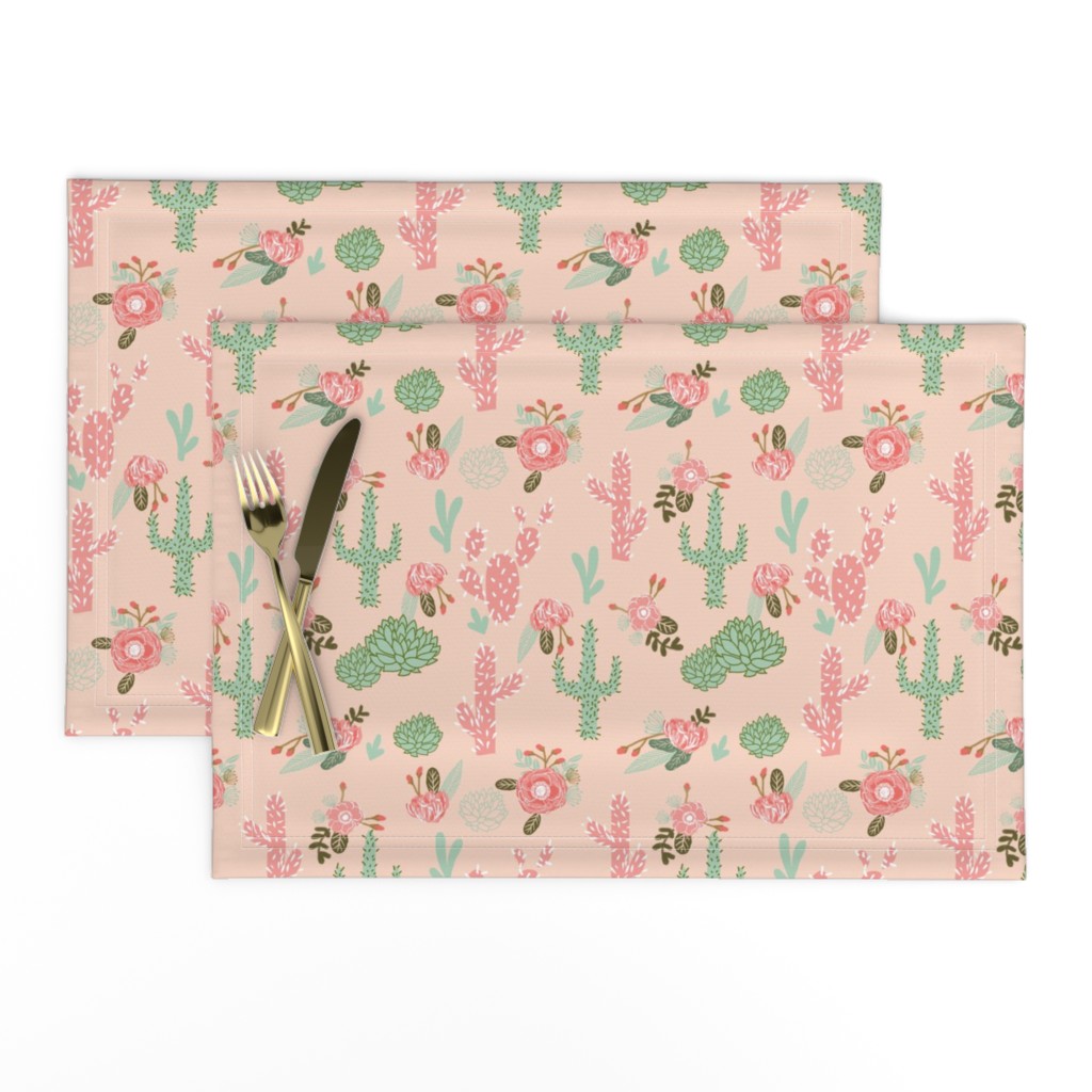 cactus flowers florals peach blush girls pink mint flower