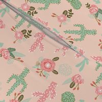 cactus flowers florals peach blush girls pink mint flower