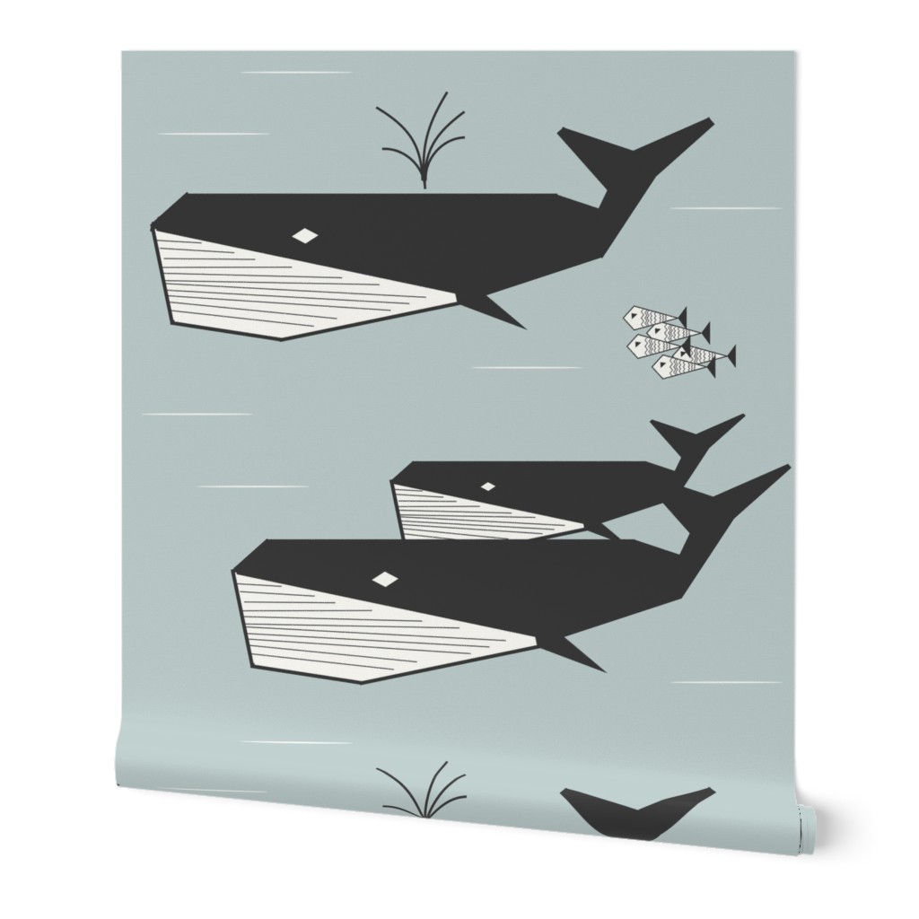 whales - geometric sea foam pale blue water summer ocean || by sunny afternoon
