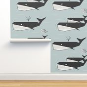 whales - geometric sea foam pale blue water summer ocean || by sunny afternoon