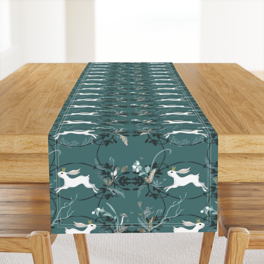 Bunny Prince Damask (teal) 