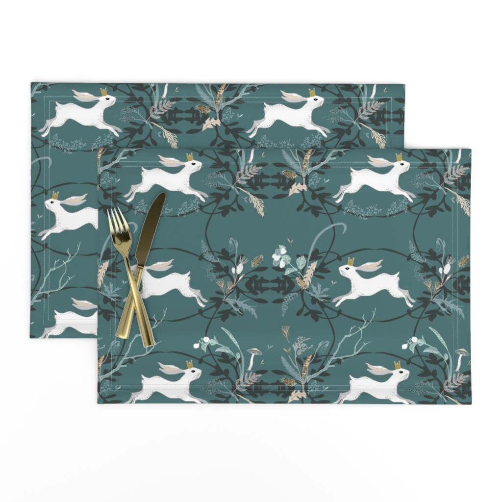 Bunny Prince Damask (teal) 