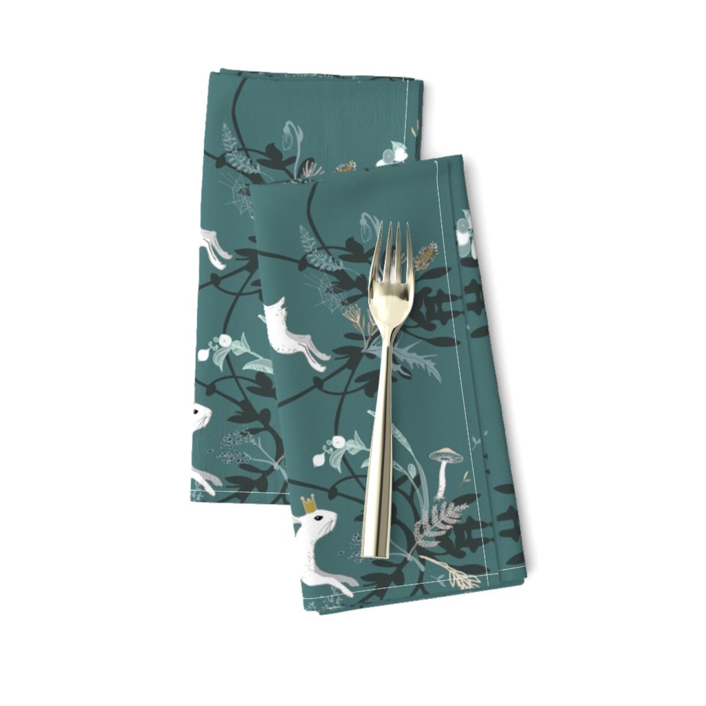 Bunny Prince Damask (teal) 