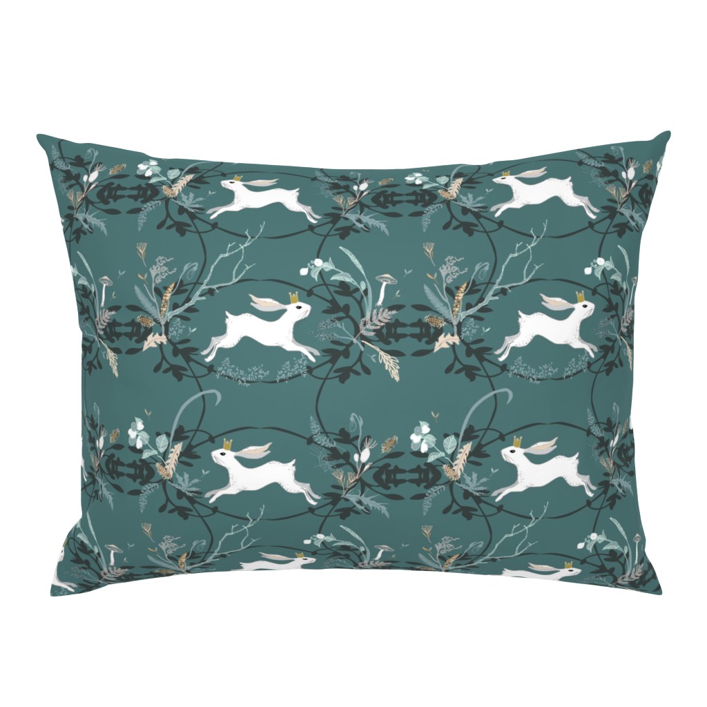 Bunny Prince Damask (teal) 