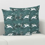 Bunny Prince Damask (teal) 