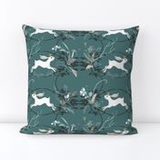 Bunny Prince Damask (teal) 