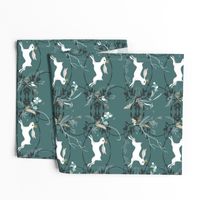 Bunny Prince Damask (teal) 