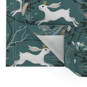 Bunny Prince Damask (teal) 